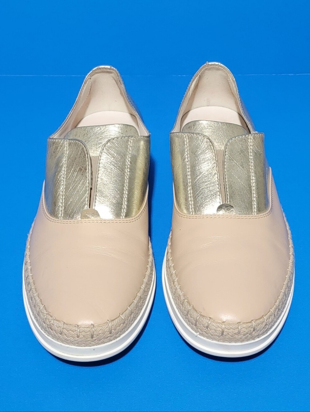 Tod's Slip-On Women's Espadrille Sneakers in Beige and Silver Size 38